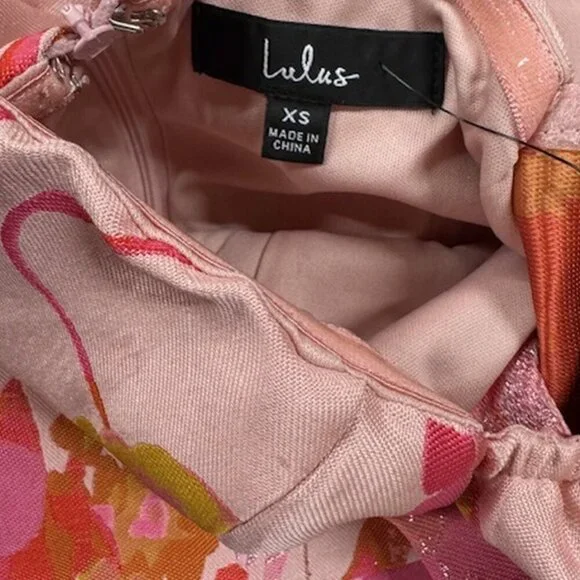 NWT Lulus So Stunning Orange Multi Floral Jacquard Puff Sleeve Mini Dress - Picture 9 of 12